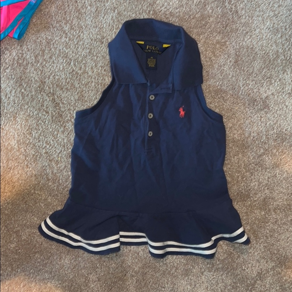 Polo collared tank with ruffles - size 6X